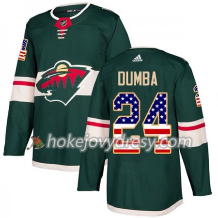 Pánské Hokejový Dres Minnesota Wild Matt Dumba 24 2017-2018 USA Flag Fashion Zelená Adidas Authentic